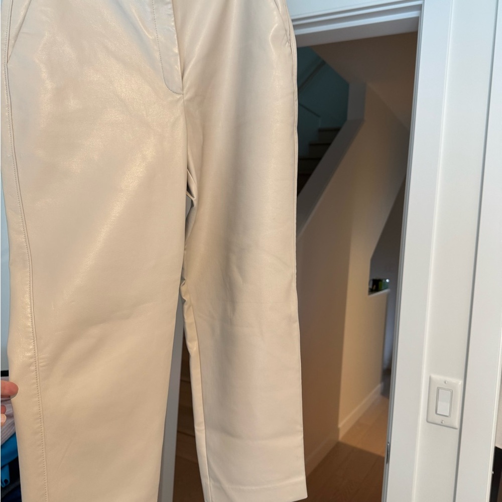 Women’s vegan leather  Cream Pants
